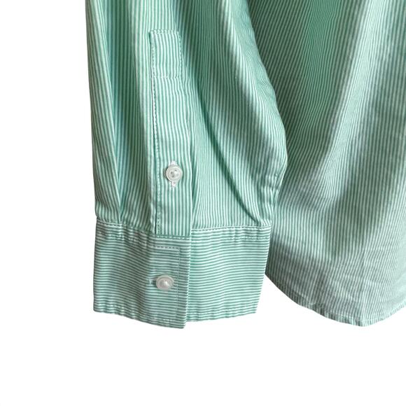 Everlane The Silky Cotton Relaxed Shirt Mint Green White Stripe Womens Sz 8 NWT - Picture 6 of 9